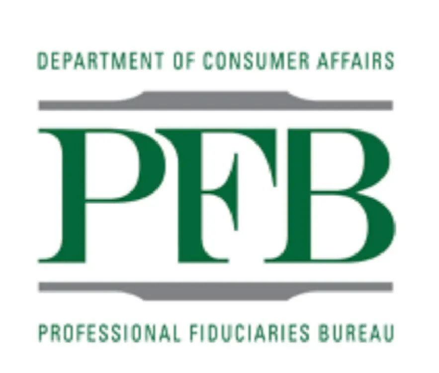 Logo of the Professional Fiduciaries Bureau under the Department of Consumer Affairs.